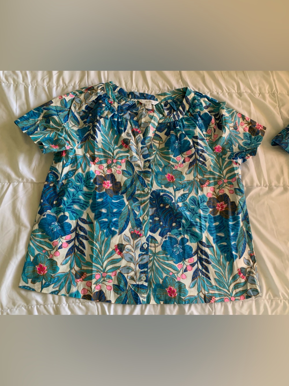 Lilly Pulitzer Pajamas Breezy Aqua Best Fronds Forever Size Medium NWOT - Picture 4 of 14